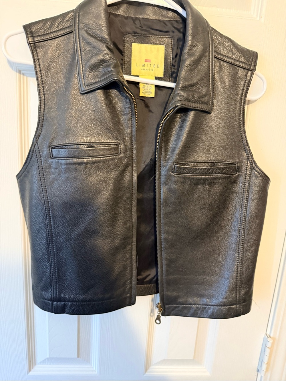 The Limited Black Leather Girls' Zip-Front Vest